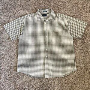Bill Blass Plaid Short Sleeve Button Down Shirt Brown Large Vintage Y2K Grunge